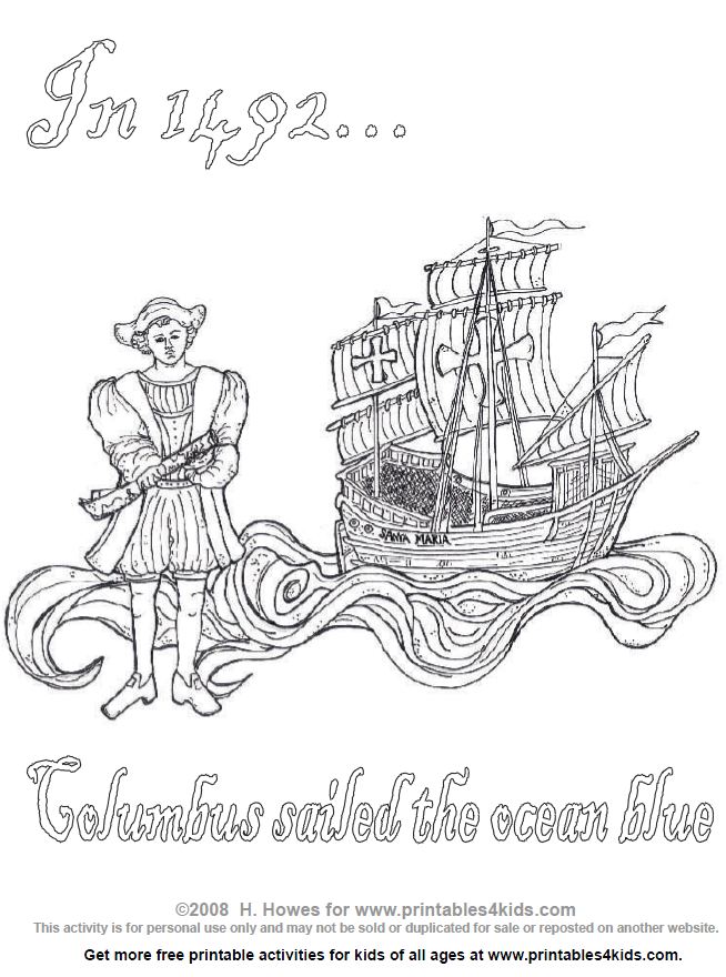 Columbus day coloring page â printables for kids â free word search puzzles coloring pages and other activities