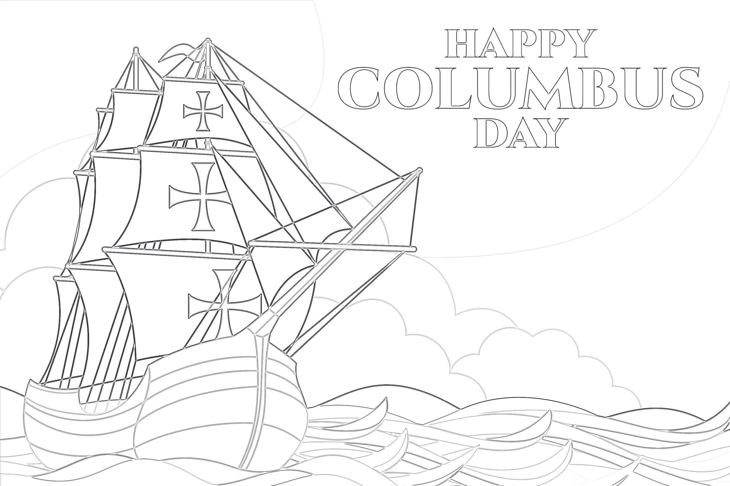 Happy columbus day coloring page