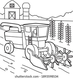 Cute funny coloring page bine harvester stock vector royalty free