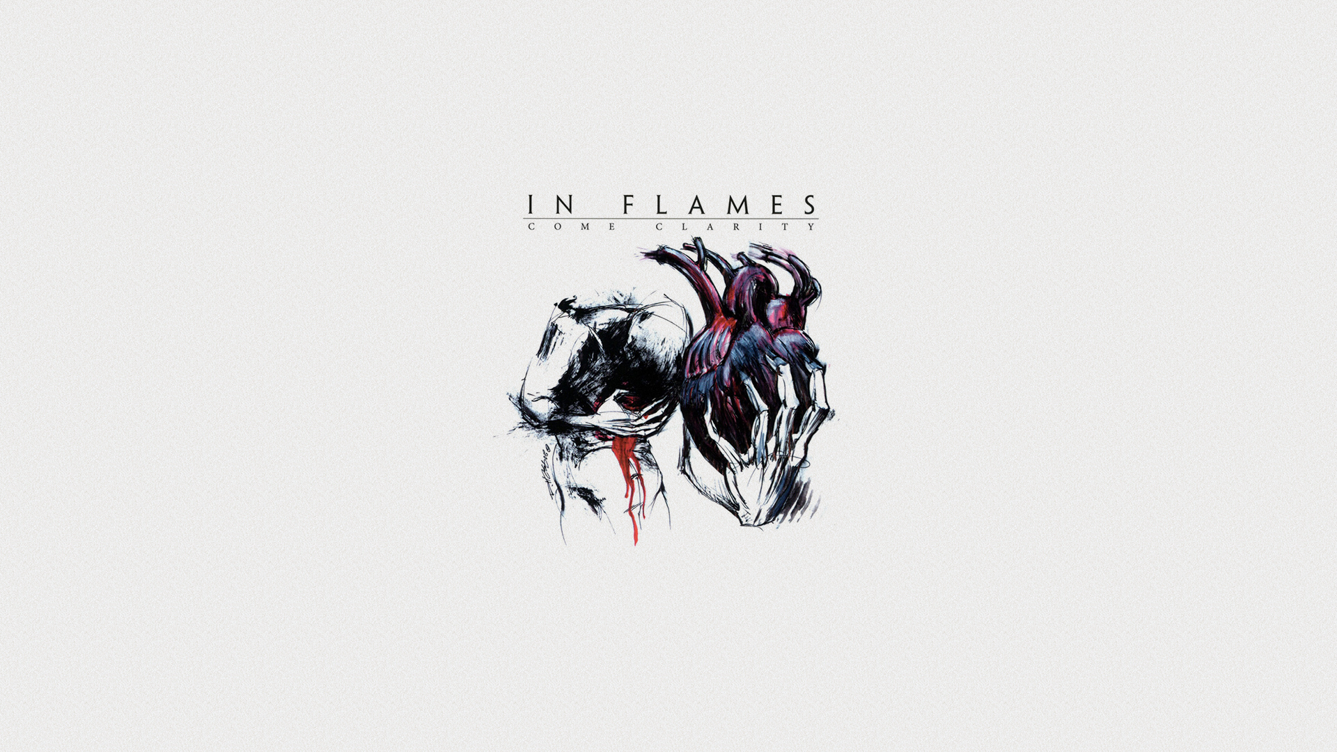 In flames