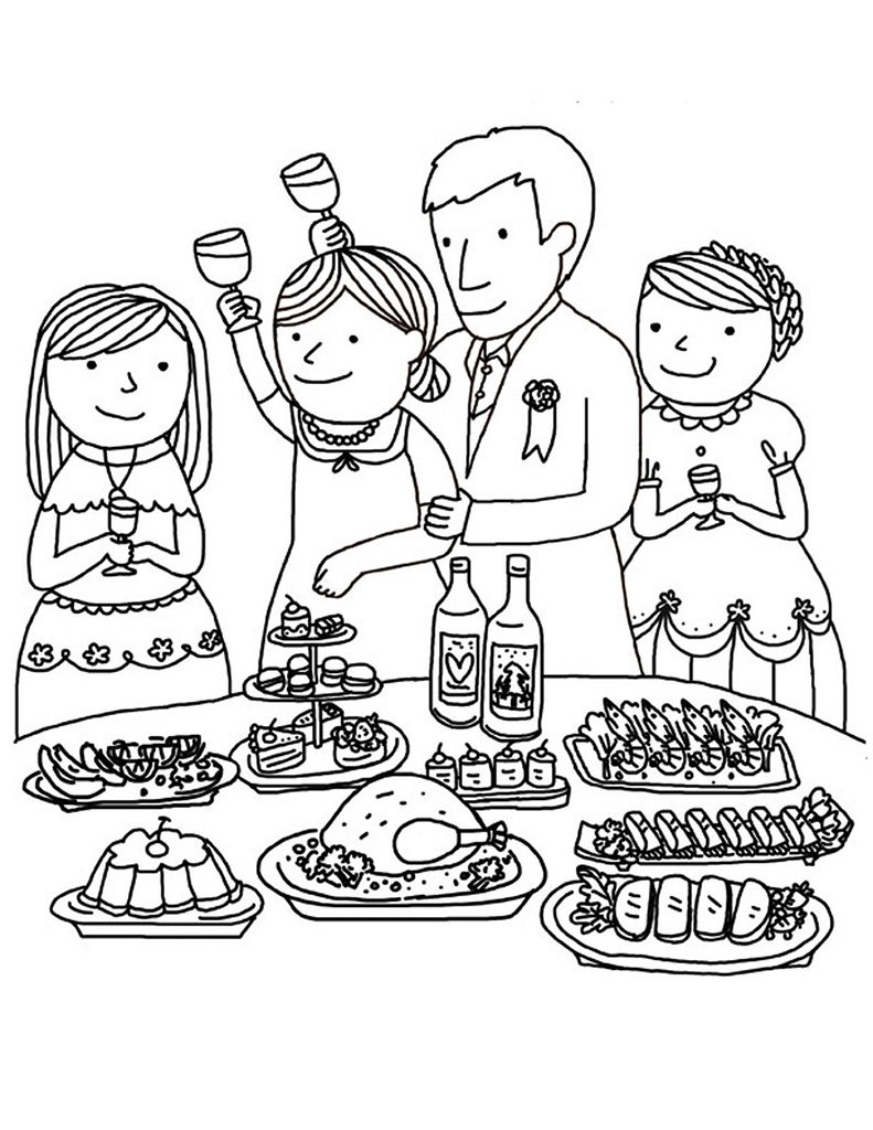 Big thanksgiving dinner coloring page thanksgiving coloring pages coloring pages coloring pages for kids