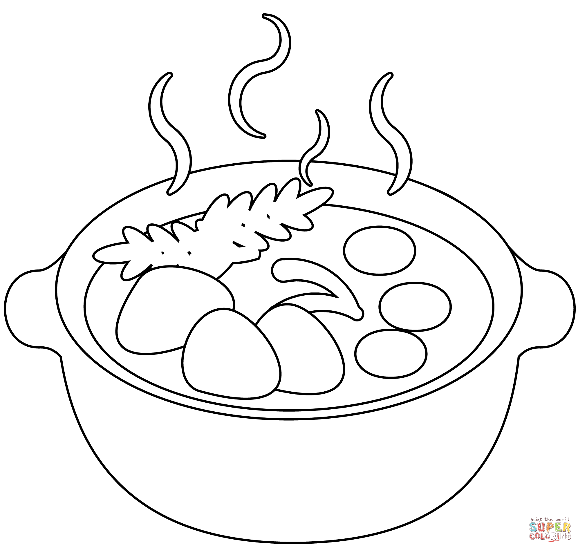 Pot of food emoji coloring page free printable coloring pages