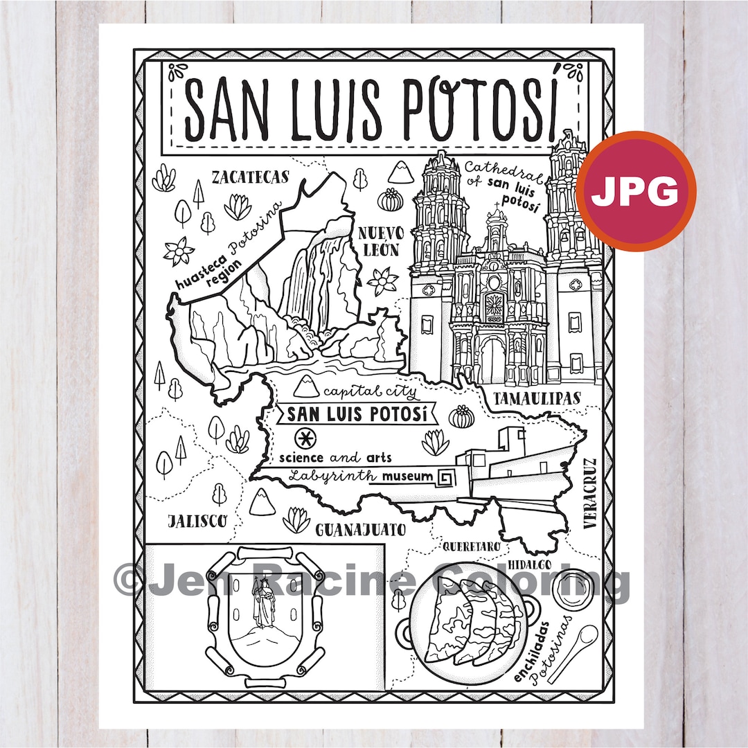 San luis potosi coloring page mexico state estados de mexico flag food monuments coloring page jpg download