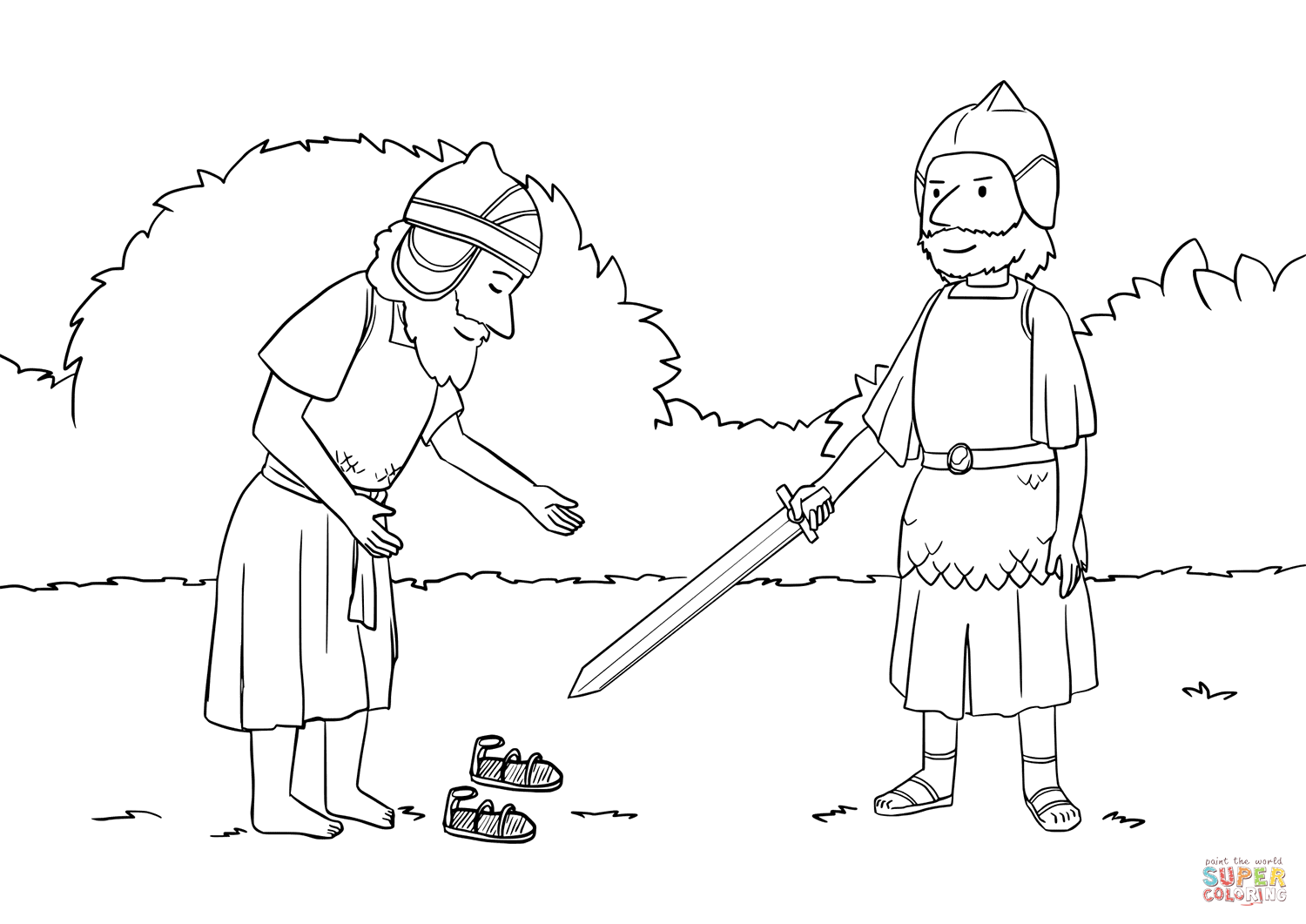 Joshua takes off his sandals before the mander of the army of the lord coloring page free printable coloring pages