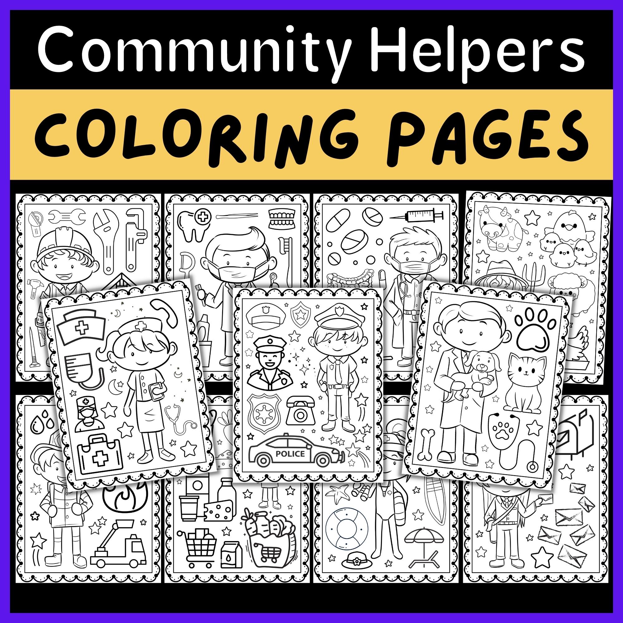 Munity helpers coloring pages for kids made by teachers