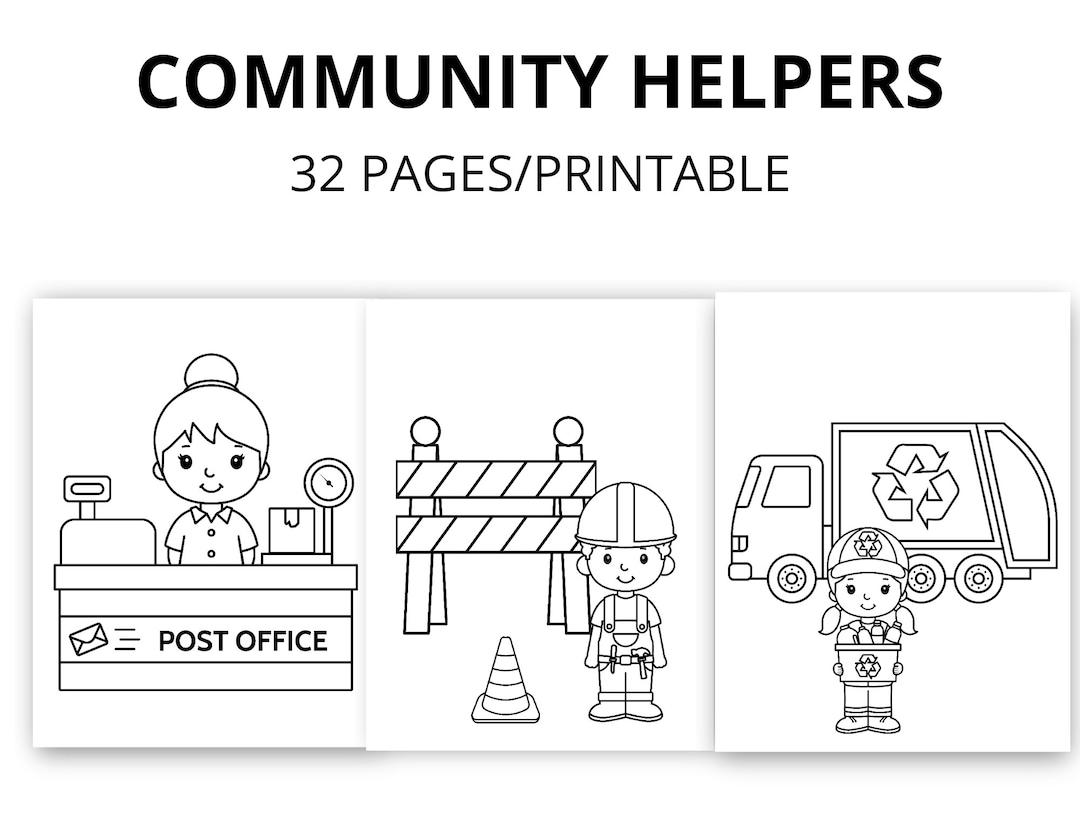Munity helpers coloring pages printable instant download