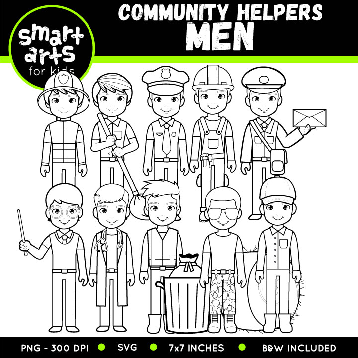 Munity helpers men clip art