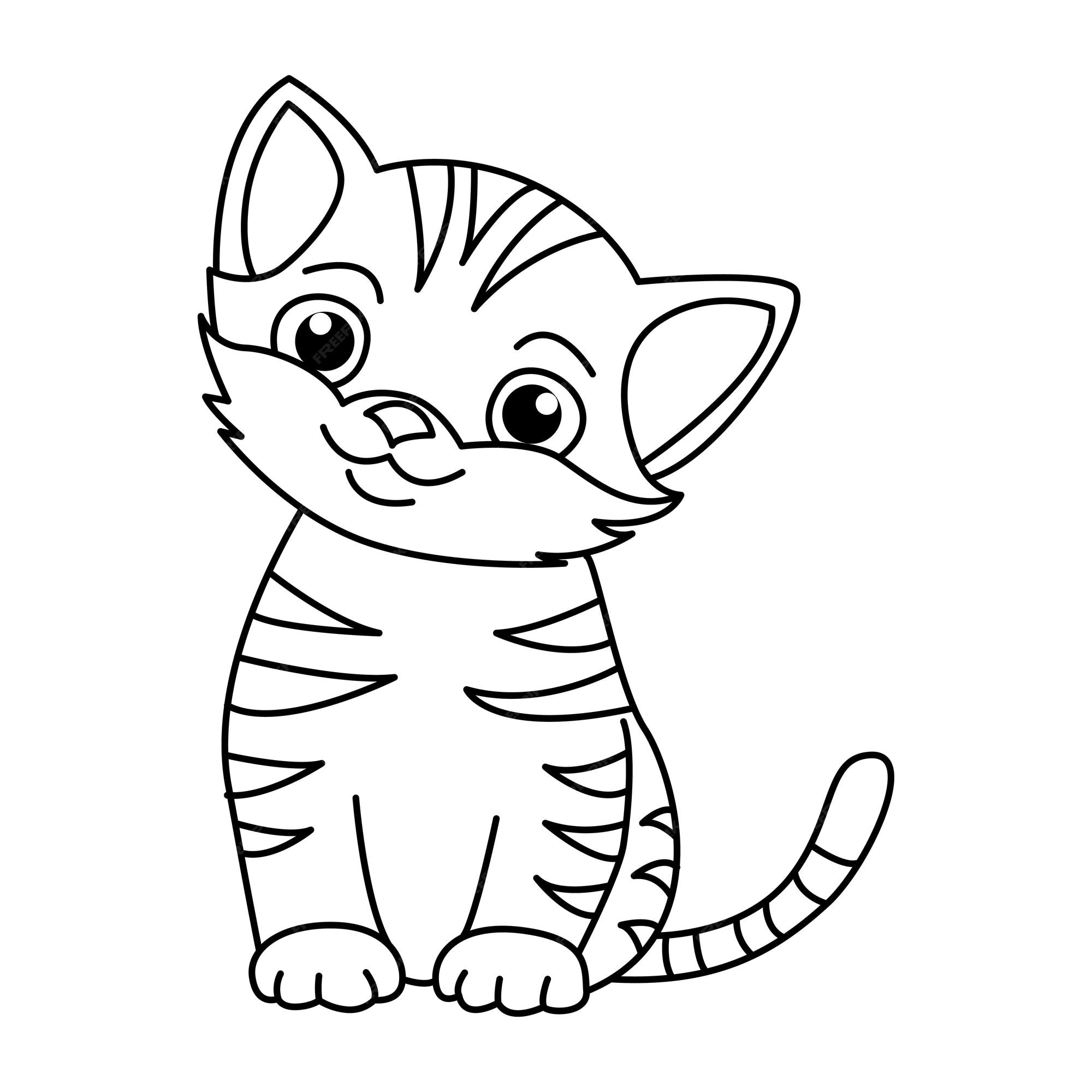 Premium vector cute cat cartoon coloring page illustration vector for kids coloring book