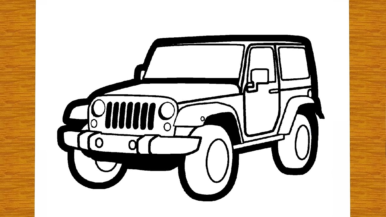 How to draw a jeep car easy drawings