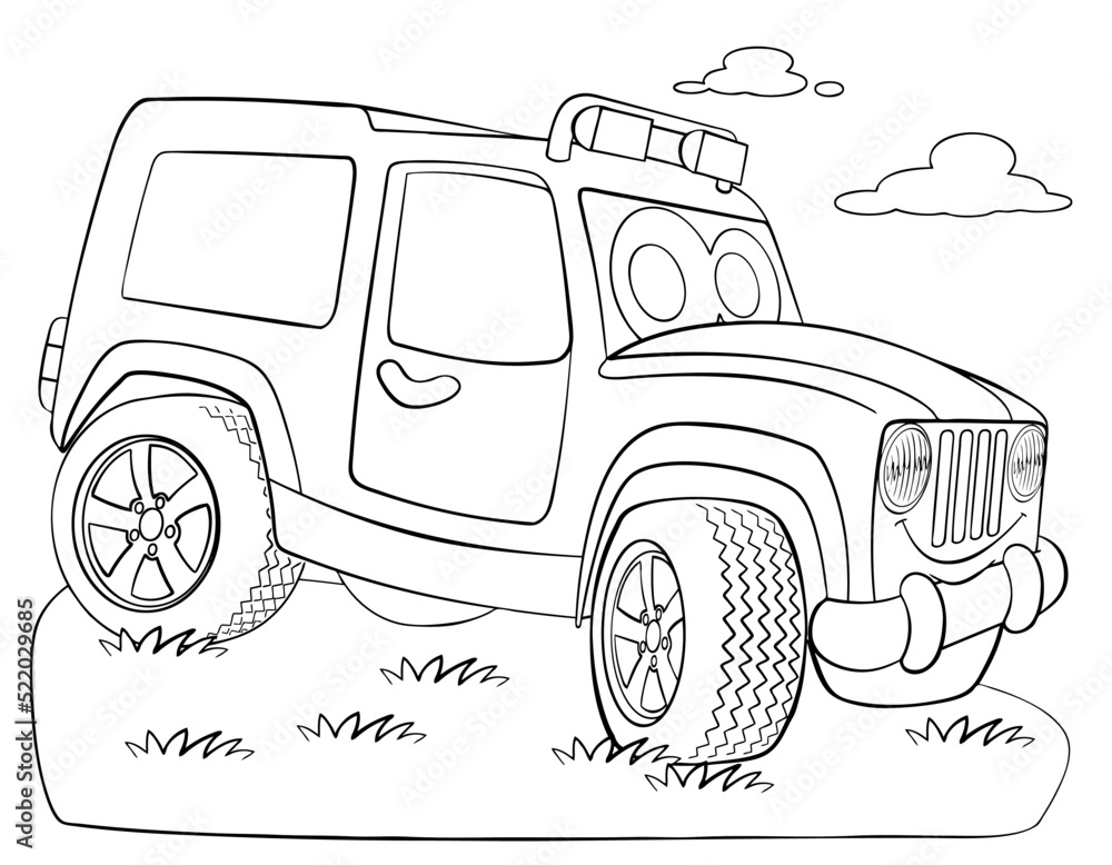 Cartoon suv for coloring page vector de