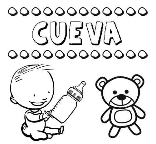 Dibujo del nombre cueva para colorear pintar e imprimir