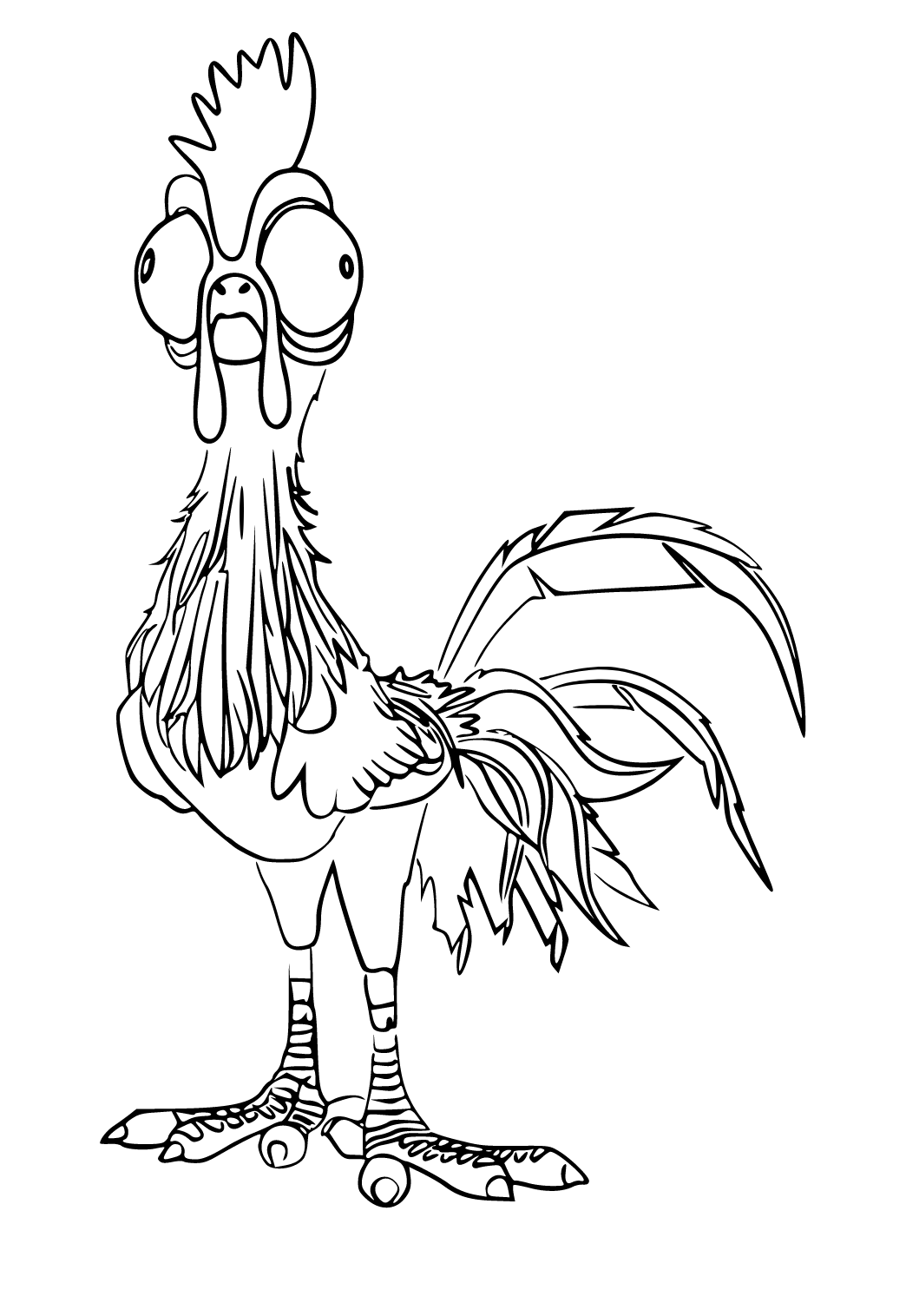 Free printable moana rooster coloring page for adults and kids