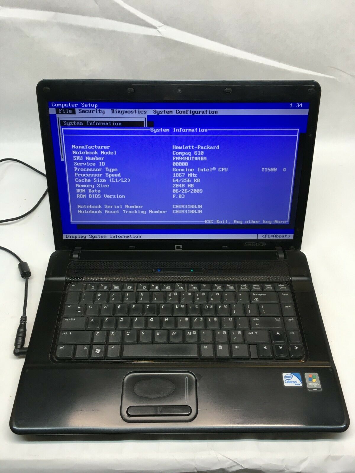 Paq laptop boots to bios no hddcharger jr