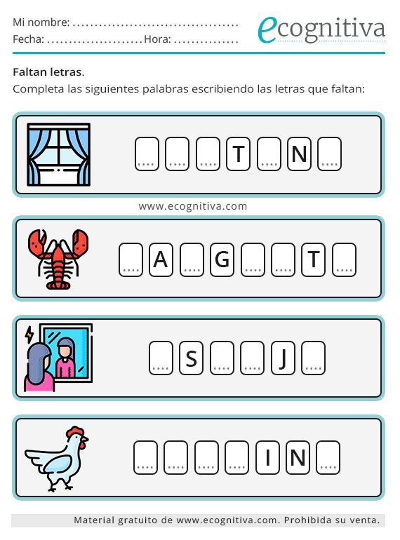 Completar palabras con letras que faltan