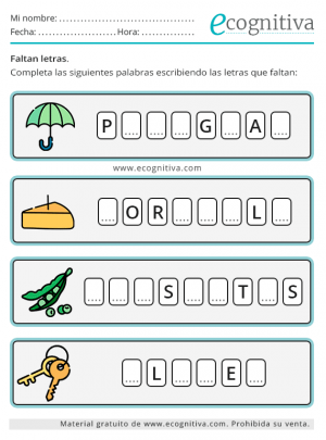 Pletar palabras con letras que faltan