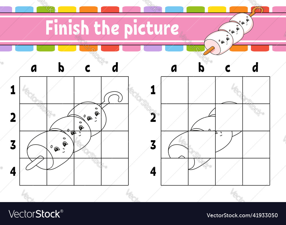 Finish the picture coloring book pages for kids vector image