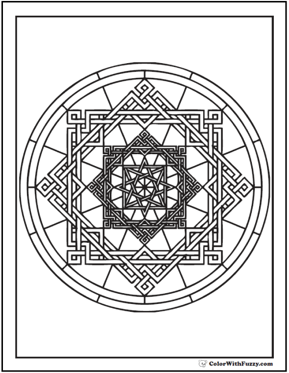 Plex geometric coloring pages oriental design