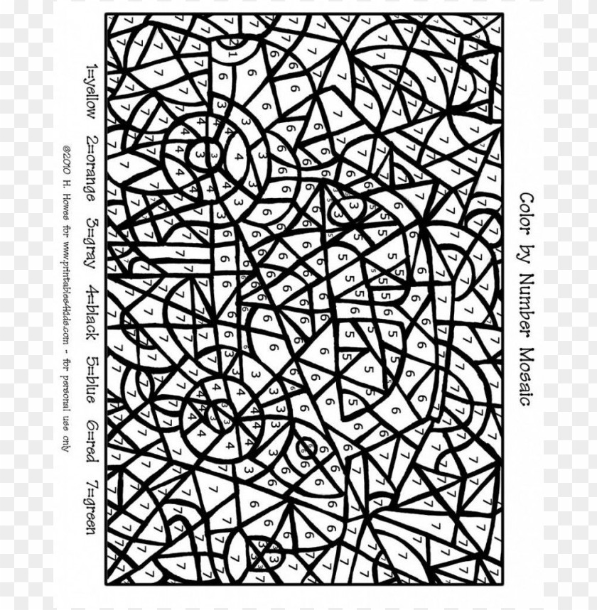 Difficult color by number coloring pages png transparent with clear background id