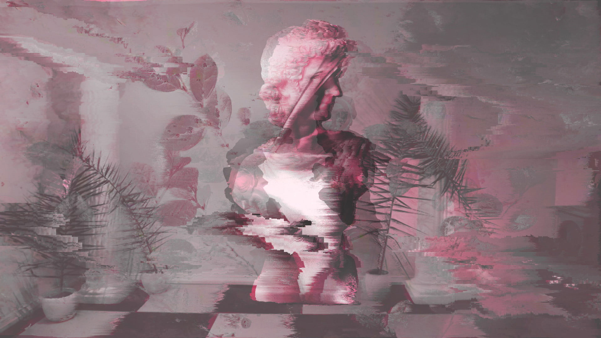 Vaporwave wallpaper statue glitch art art and craft digital posite by wallpaper for you