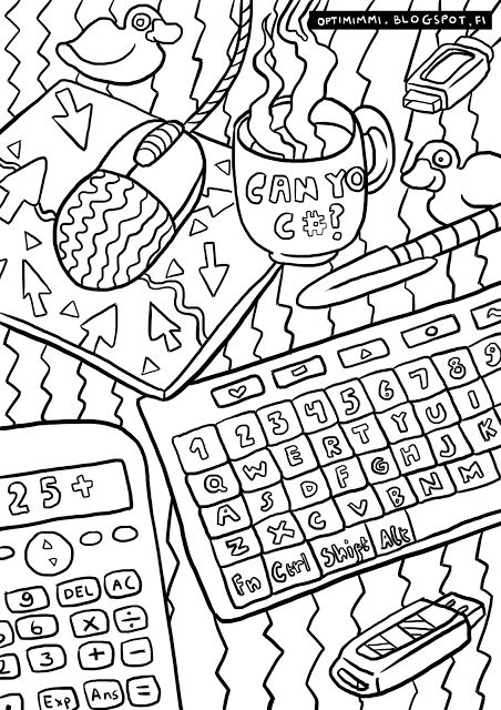 Optimimmi a free coloring page of a puter mouse keyboard calculator and so on ilmaiâ printable adult coloring pages adult coloring pages coloring pages