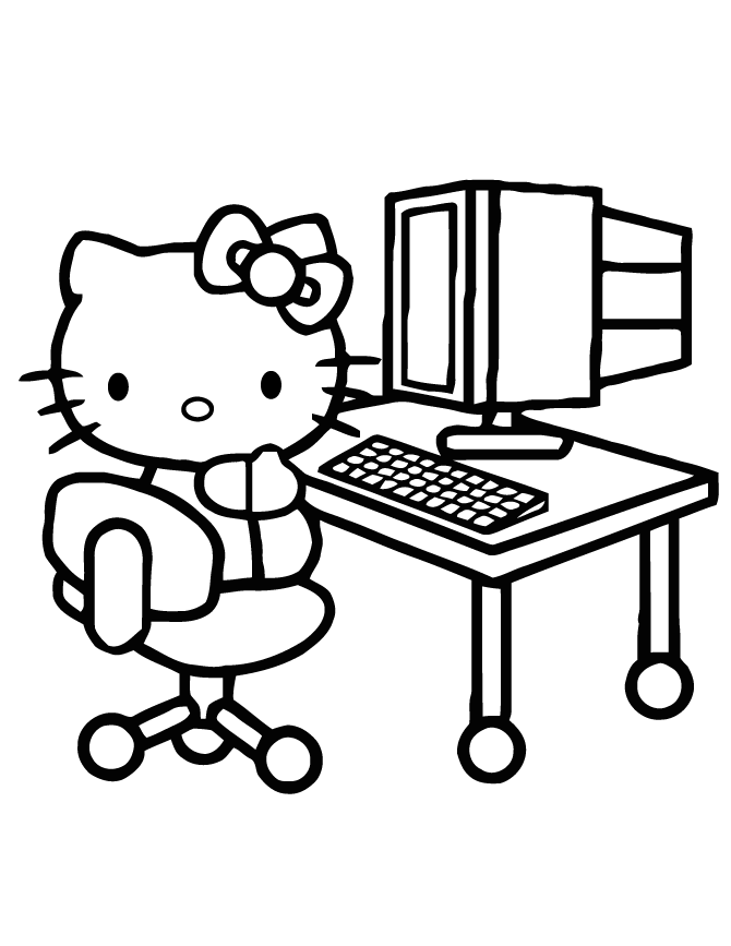 Hello kitty in front of puter coloring page hello kitty colouring pages hello kitty coloring kitty coloring