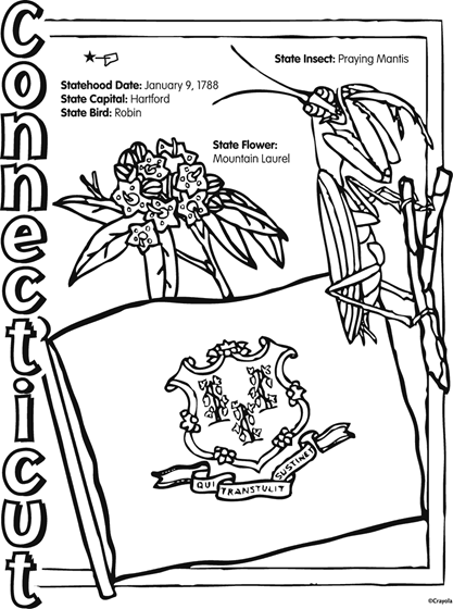 State of connecticut coloring page