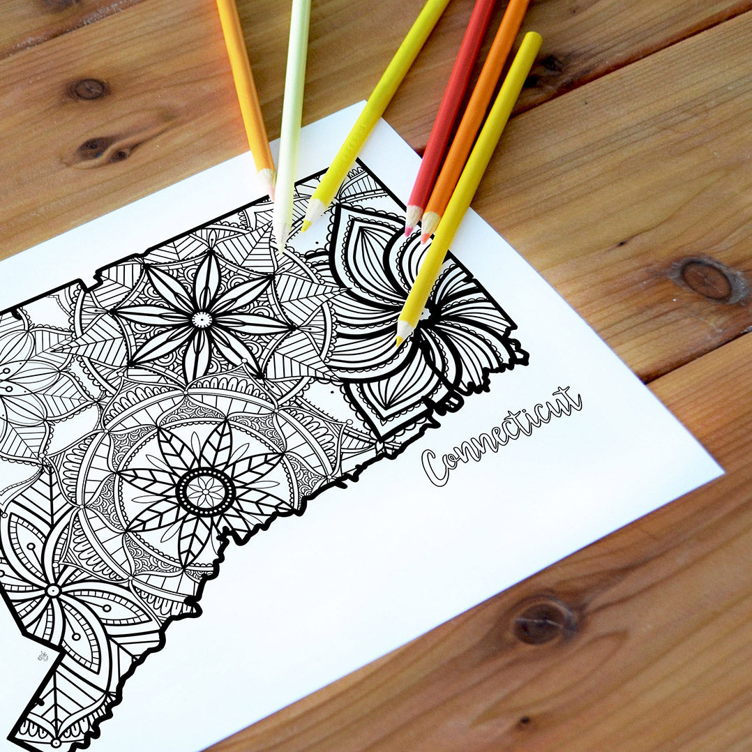 Coloring pages connecticut usa map â ta muchly