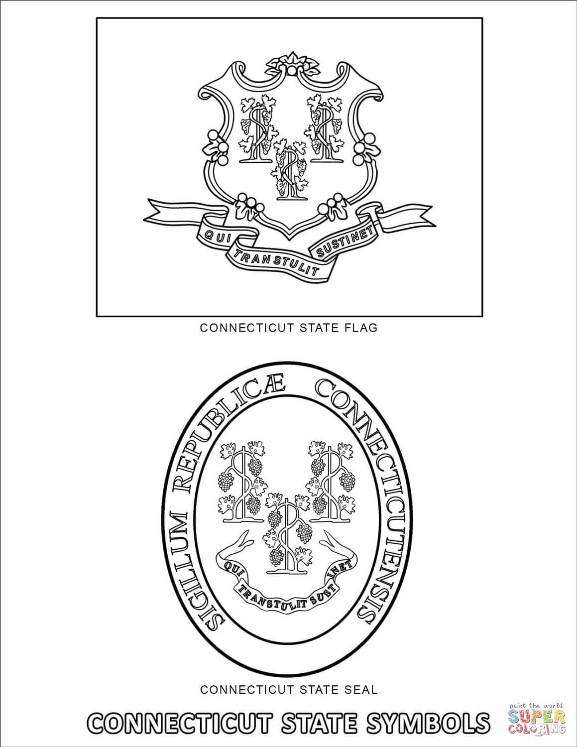 Connecticut state symbols coloring page free printable coloring pages