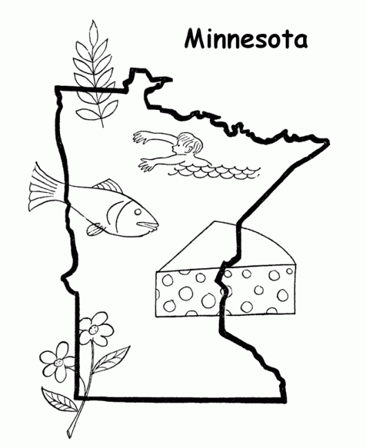 Minnesota map coloring sheet minnesota kids coloring pages minnesota state