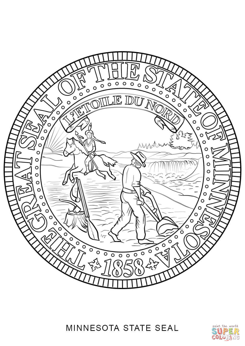 Minnesota state seal coloring page free printable coloring pages