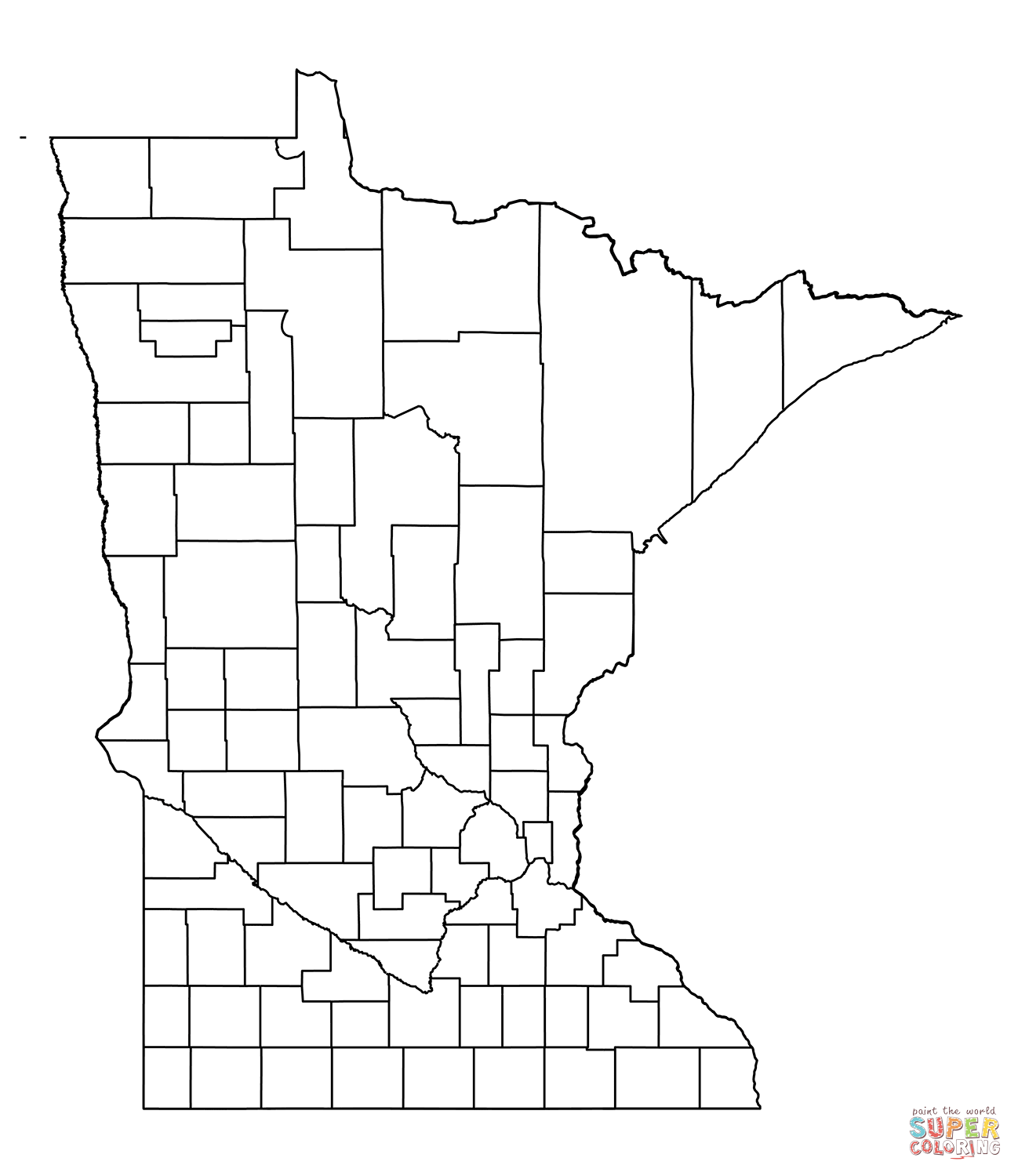 Outline map of minnesota counties coloring page free printable coloring pages