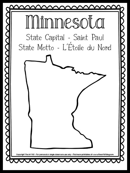 Minnesota state outline coloring page free printable â the art kit