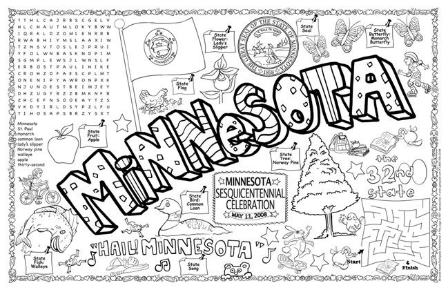 Minnesota symbols facts funsheet âãã pack of flag coloring pages coloring pages coloring pages for kids