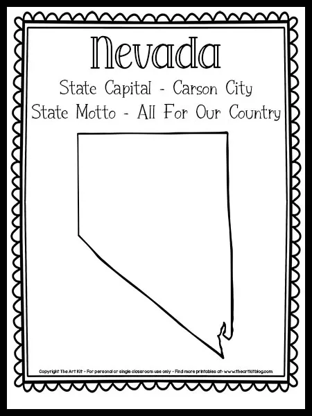 Nevada state outline coloring page free printable â the art kit