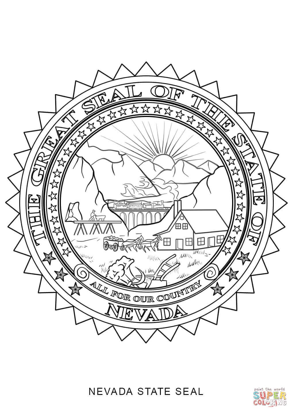 Nevada state seal coloring page sketch coloring page flag coloring pages nevada state coloring pages