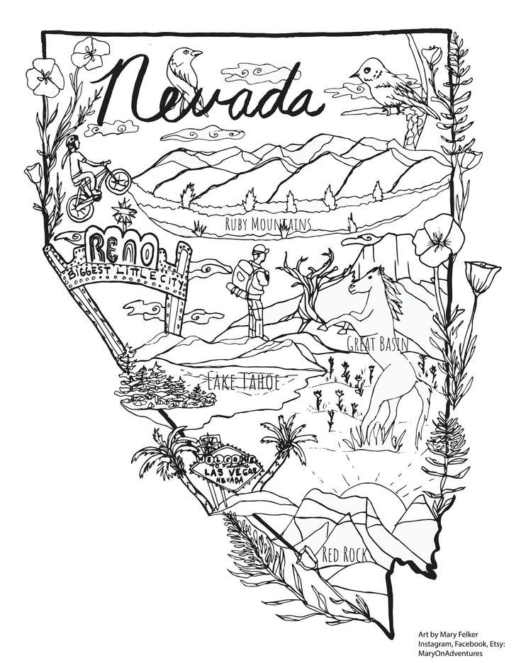 Nevada coloring page nevada digital print nevada coloring