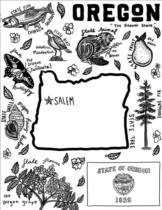 Oregon coloring page download now