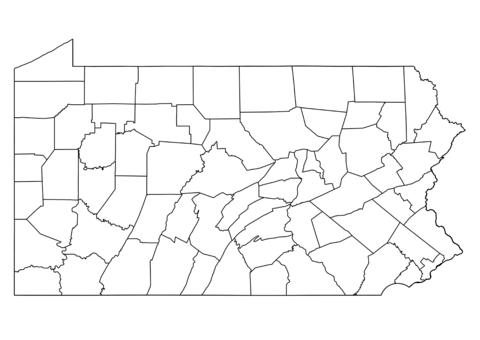 Outline map of pennsylvania counties coloring page free printable coloring pages