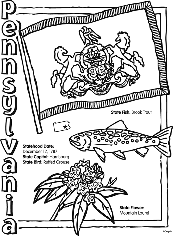 State of pennsylvania free coloring page