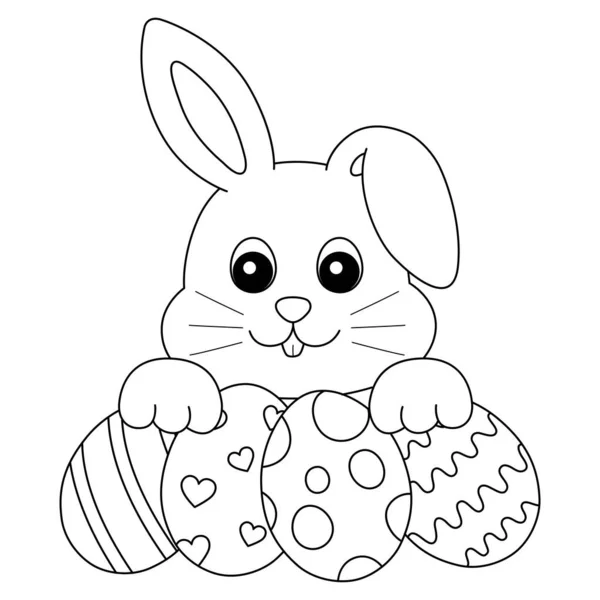 Rabbit hugging easter egg coloring page for kids stock vector by abbydesign