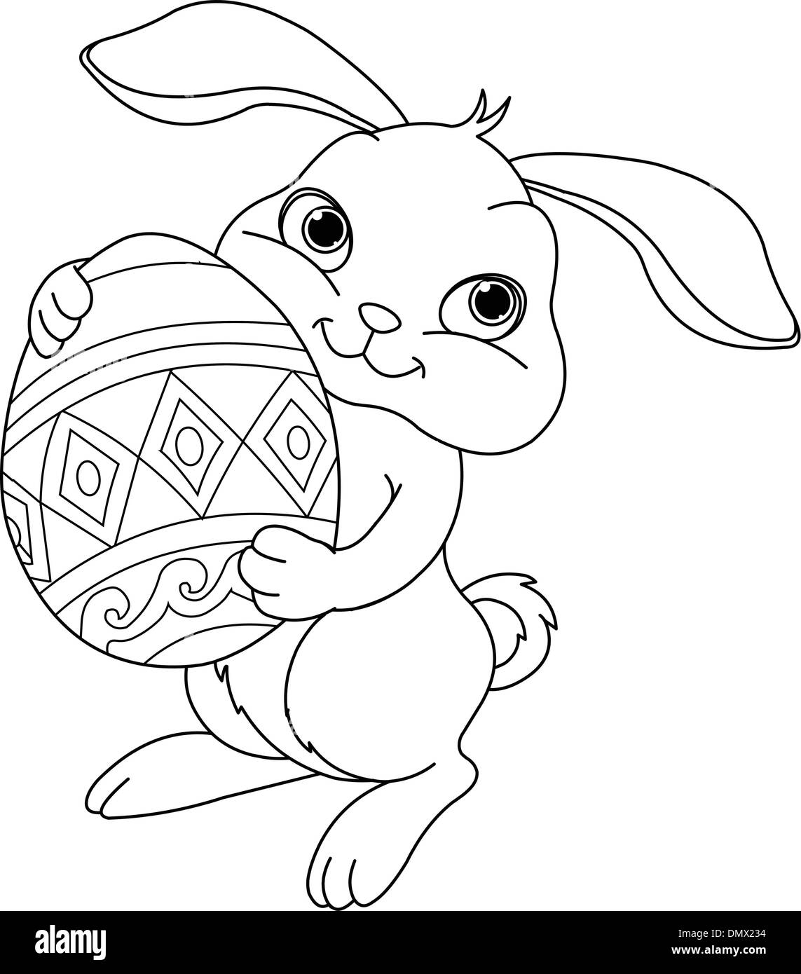 Easter bunny coloring page stock vector image art