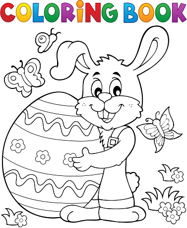 Coloring book easter rabbit theme stock illustration
