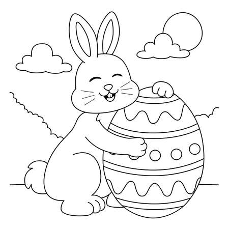 Easter bunny coloring page stock photos and images
