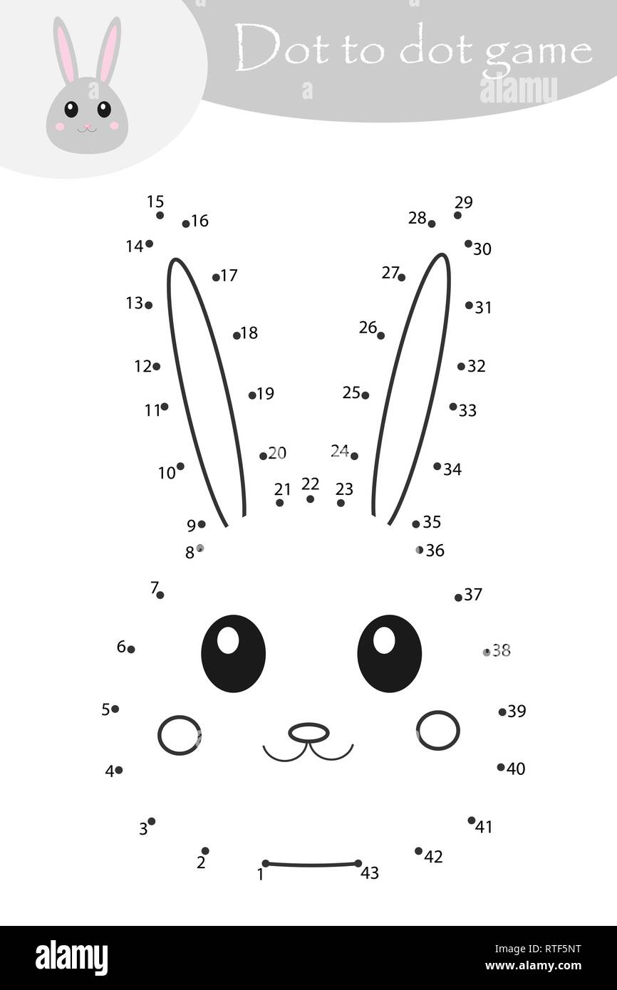 Easter bunny in cartoon style dot to dot game coloring page education numbers game for the development of children kids preschool activity printa stock vector image art