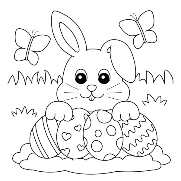 Rabbit hugging easter egg coloring page for kids stock vector by abbydesign