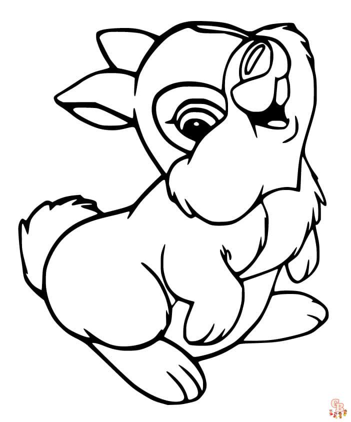 Cute thumper rabbit coloring pages imprimible gratis y fãcil