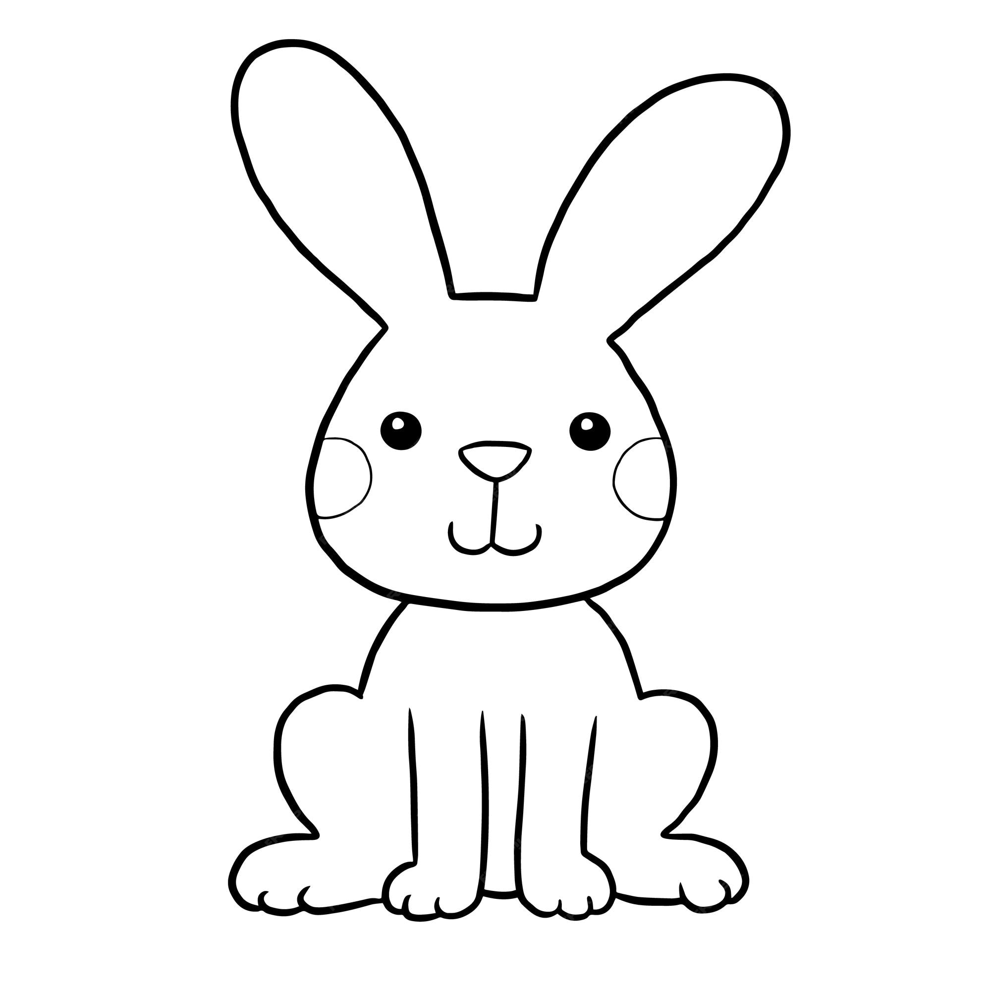 Premium vector rabbit cartoon animal cute kawaii doodle coloring page drawing