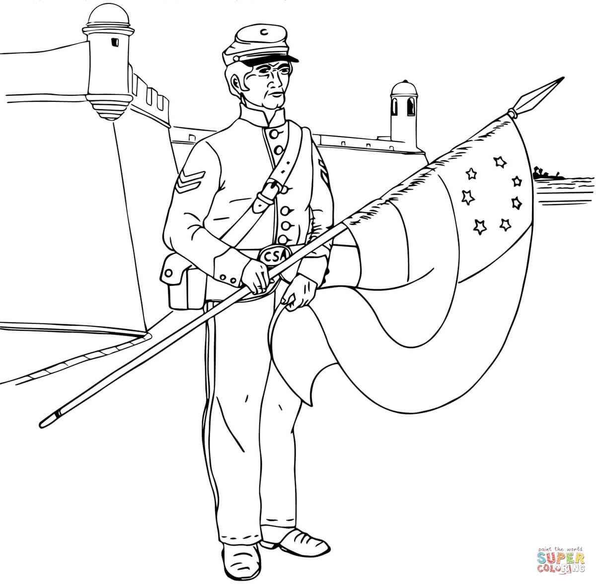 Confederate soldier coloring page free printable coloring pages