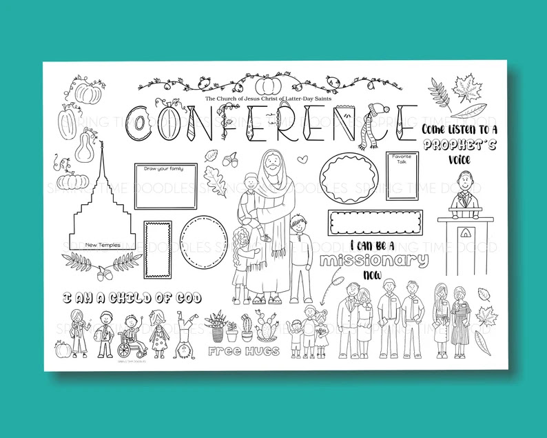 General conference giant coloring page spring time doodles