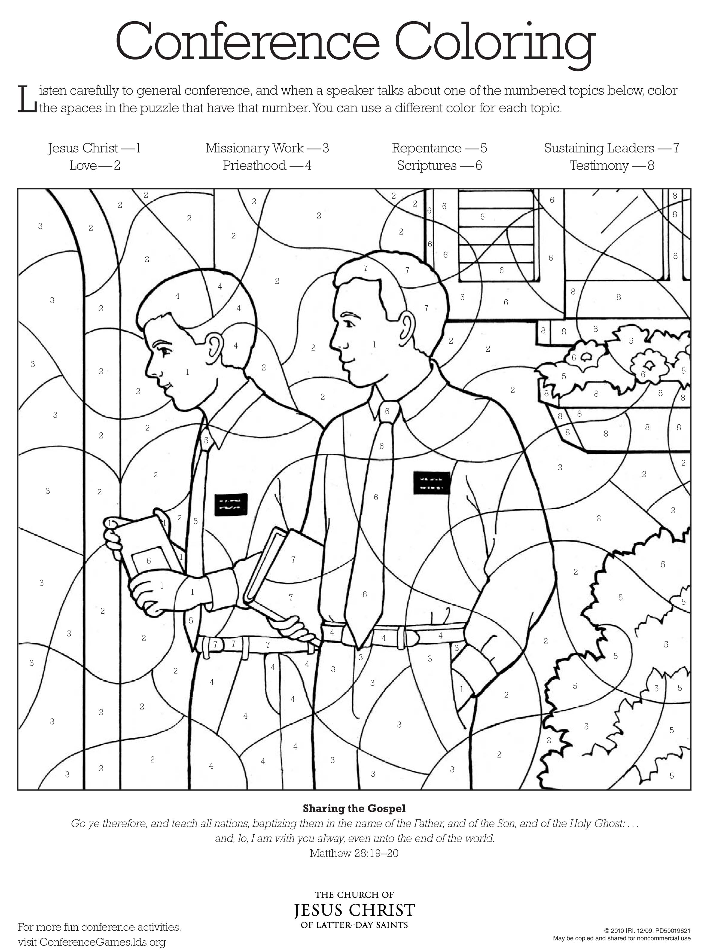 Conference coloring page lds lesson ideas